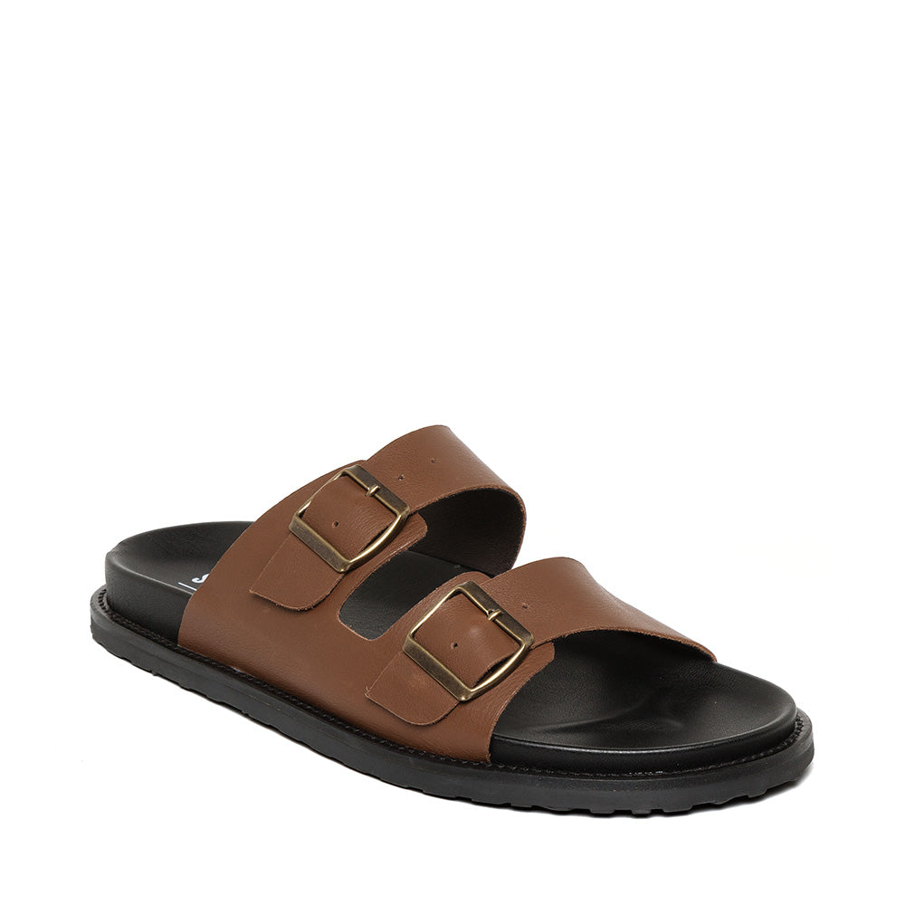 Magnus Slide en cuir marron